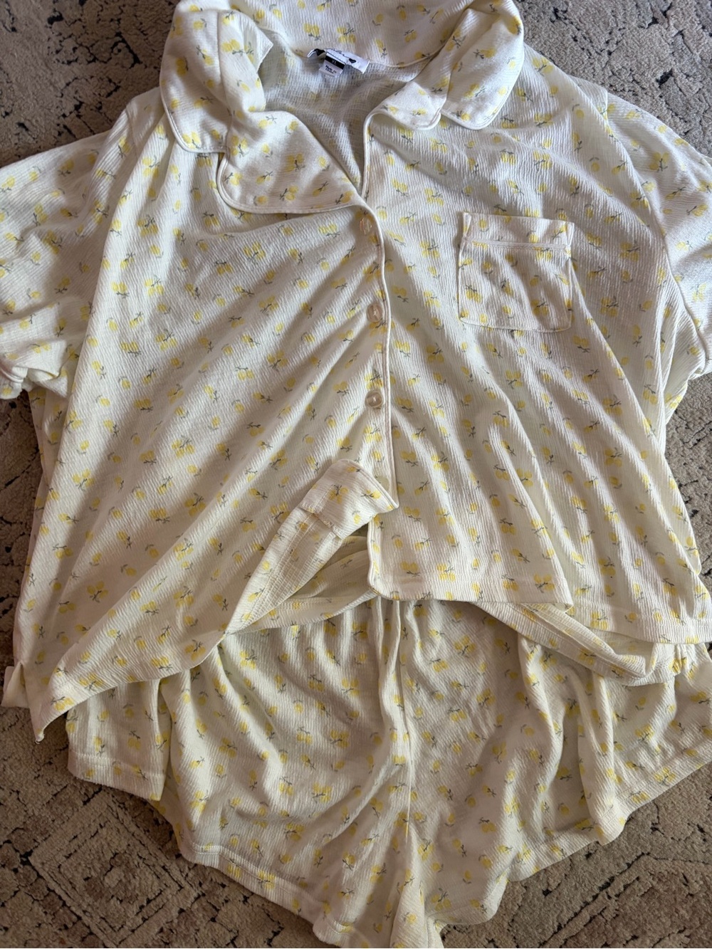 Lemon Pajama Top and Shorts Set
